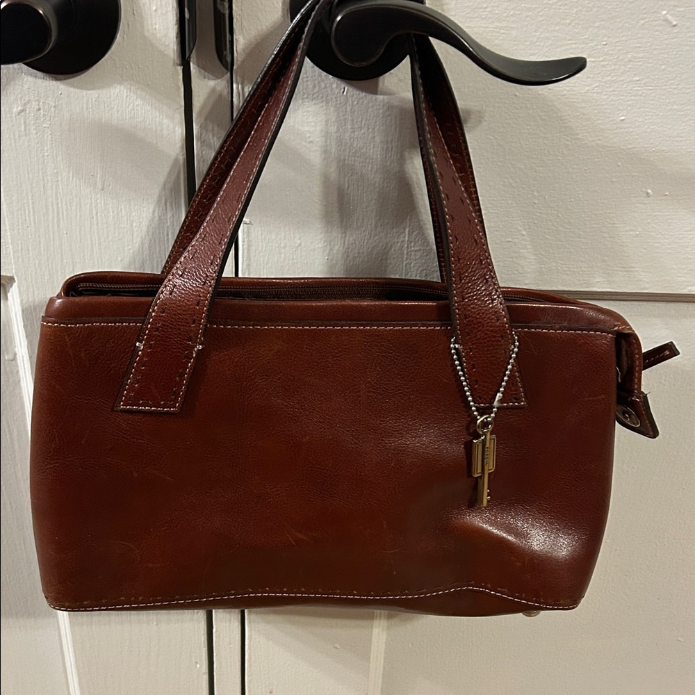 Fossil Rich Brown Leather Shoulder Bag